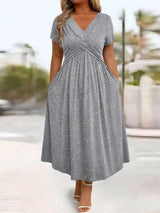 Full Size Glitter Flutter Sleeve Midi Dress Plus Size - photo produit 3 - VELZAR