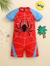 Children's Spider-Man Short Sleeve One-Piece Swimsuit - photo produit 1 - VELZAR