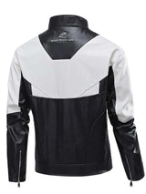 Men's Plus Size Two-Tone Zip Up Leather Jacket - photo produit 2 - VELZAR