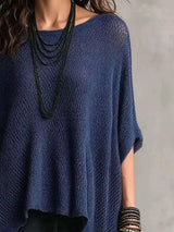 Full Size Loose Knit Round Neck Top Plus Size - photo produit 4 - VELZAR