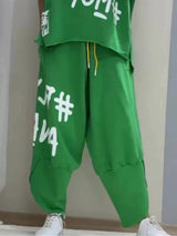 Full Size Letter Round Neck Tee and Drawstring Pants Set Plus Size - photo produit 3 - VELZAR