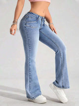 Washed Flare Leg Jeans - photo produit 2 - VELZAR