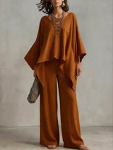 Full Size V-Neck Top and Pants Set Plus Size - photo produit 3 - VELZAR