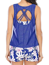 Cutout Printed Round Neck Three-Piece Swim Set - photo produit 4 - VELZAR