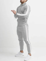 Men's Full Size Side Stripes Zip Up Top and Pants Set Plus Size - photo produit 3 - VELZAR