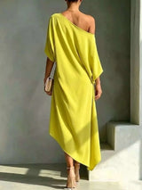 Full Size Asymmetrical One-Shoulder Drape Dress Plus Size - photo produit 2 - VELZAR