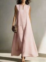 Full Size Notched Sleeveless Maxi Dress Plus Size - photo produit 6 - VELZAR