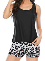 Cutout Printed Round Neck Three-Piece Swim Set - photo produit 3 - VELZAR