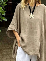 Full Size Loose Fit Asymmetrical Hem Top Plus Size - photo produit 2 - VELZAR