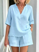 Full Size Half Sleeve Top and Shorts Set Plus Size - photo produit 5 - VELZAR
