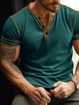 T-Shirt Manches Courtes Détail Boutonné Grande Taille Homme - photo produit 5 - VELZAR