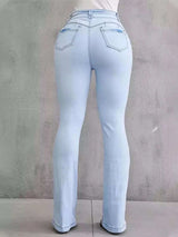 Full Size Wash High-Waisted Flare Jeans Plus Size - photo produit 2 - VELZAR