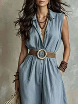 Full Size Sleeveless Wide Leg Jumpsuit Plus Size - photo produit 4 - VELZAR