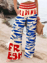 Plus Size Printed Wide Leg Pants - photo produit 1 - VELZAR