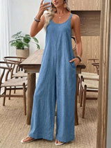 Spaghetti Strap Wide Leg Jumpsuit - photo produit 4 - VELZAR