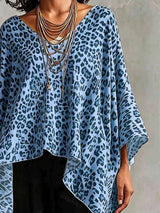 Full Size Leopard Print Asymmetrical Hem Top Plus Size - photo produit 4 - VELZAR