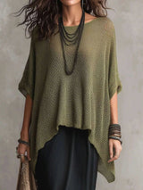 Full Size Loose Knit Round Neck Top Plus Size - photo produit 5 - VELZAR