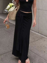 Full Size Halter Neck Crop Top and Maxi Skirt Set Plus Size - photo produit 3 - VELZAR