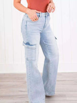 Full Size Wash Wide Leg Cargo Jeans Plus Size - photo produit 6 - VELZAR