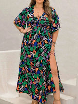 Plus Size Printed Maxi Split Dress - photo produit 3 - VELZAR