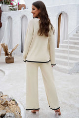 Devine – Ensemble Haut Col Rond Liseré Contrastant et Pantalon - photo produit 2 - VELZAR