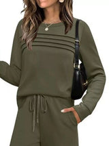 Full Size Long Sleeve Round Neck Top and Pants Set Plus Size - photo produit 2 - VELZAR