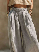 Full Size Elastic Waistband Wide Leg Pants Plus Size - photo produit 5 - VELZAR