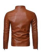 Men's Plus Size Zip Up Leather Moto Jacket - photo produit 2 - VELZAR