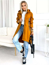 Full Size Zip Up Longline Hooded Outerwear Plus Size - photo produit 3 - VELZAR