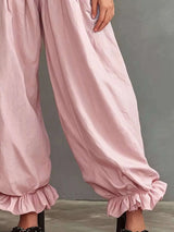 Full Size Smocked Ruffle Hem Wide Leg Pants Plus Size - photo produit 5 - VELZAR