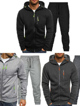 Men's Plus Size Zip Up Hooded Top and Pants Set - photo produit 6 - VELZAR