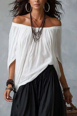 Full Size Off-Shoulder Top and Wide-Leg Pants Set Plus Size - photo produit 5 - VELZAR
