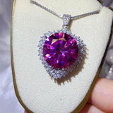 20 Carat Moissanite 925 Sterling Silver Pendant Necklace showcasing a stunning pink gemstone.