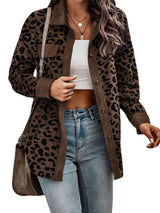 Full Size Leopard Print Button-Down Jacket Plus Size - photo produit 5 - VELZAR