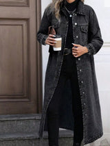 Longline Button-Front Denim Jacket - photo produit 6 - VELZAR