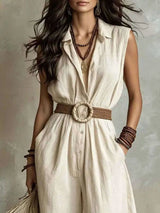 Full Size Sleeveless Wide Leg Jumpsuit Plus Size - photo produit 2 - VELZAR