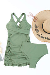 Tie Back Sleeveless Swim Dress and Bottoms Set - photo produit 4 - VELZAR