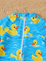 Children's Duck Print Short Sleeve Swimsuit - photo produit 4 - VELZAR