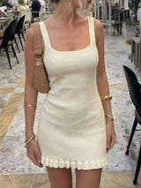 Ribbed Knit Square Neck Sweater Dress - photo produit 3 - VELZAR