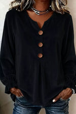 Full Size Velvet Button Decor Blouse with Ruffled Cuffs Plus Size - photo produit 7 - VELZAR