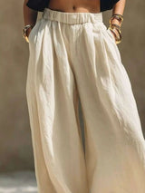 Full Size Elastic Waistband Wide Leg Pants Plus Size - photo produit 3 - VELZAR