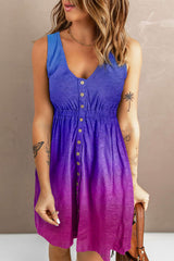 Robe Courte Magique Col Rond Boutonnée Sans Manches - photo produit 4 - VELZAR