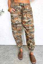 Pantalon Jogger Imprimé Camouflage Taille Élastique à Cordon - photo produit 1 - VELZAR