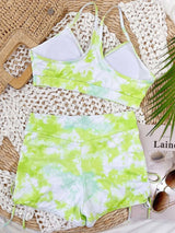 Tie-Dye Spaghetti Strap Top and Drawstring Shorts Swim Set - photo produit 5 - VELZAR