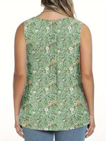 Débardeur Imprimé Floral Détail Boutonné Grande Taille - photo produit 2 - VELZAR