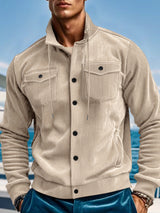 Men's Full Size Corduroy Button Up Casual Jacket Plus Size - photo produit 2 - VELZAR