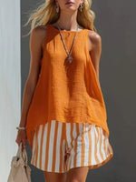 Ensemble Débardeur Col Rond et Short Rayé - photo produit 9 - VELZAR