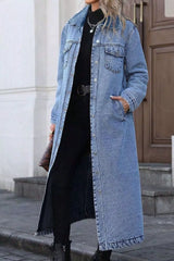 Longline Button-Front Denim Jacket - photo produit 3 - VELZAR