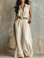Full Size Sleeveless Wide Leg Jumpsuit Plus Size - photo produit 1 - VELZAR