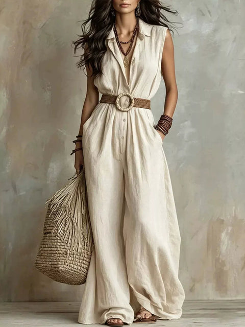 Full Size Sleeveless Wide Leg Jumpsuit Plus Size - photo produit 1 - VELZAR